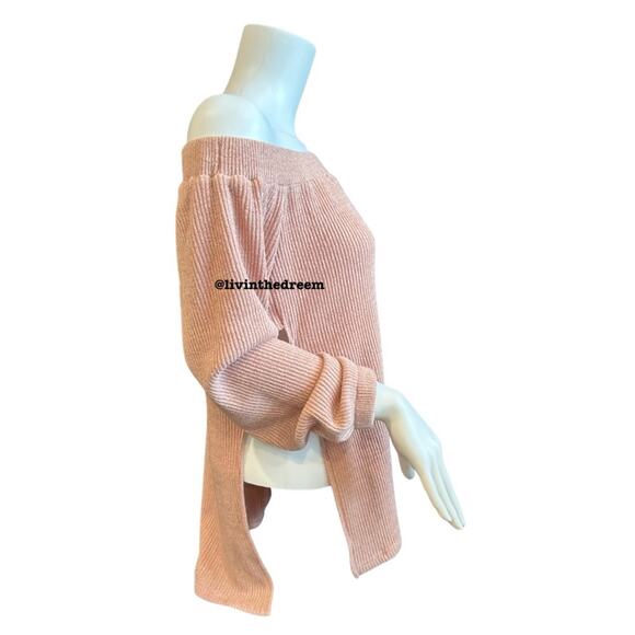 #T83 SABO Skirt Soft Ribbed Off The Shoulder Sweater SZ L $79 - Picture 12 of 15